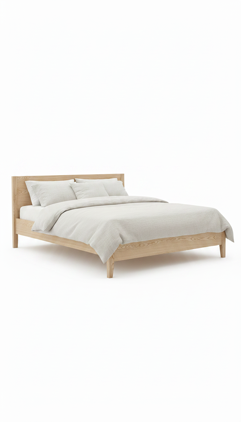 Alternate angle view of Solid Wood Bed with Ash Wood Finish