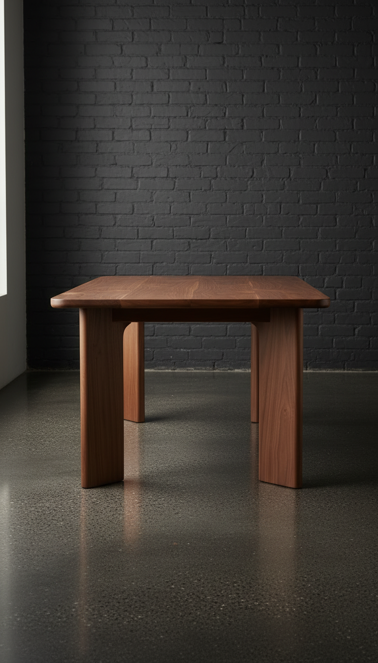 Walnut dining table with sculpted base in a new setting