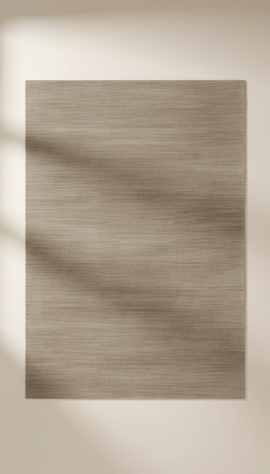 Ash Taupe custom oversized luxury carpet, Hero product in 3/4 overhead angle—a perspective that reveals surface detail as...