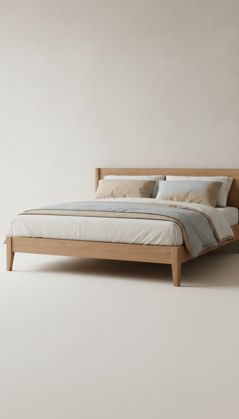 Alternate angle view of solid wood king size bed