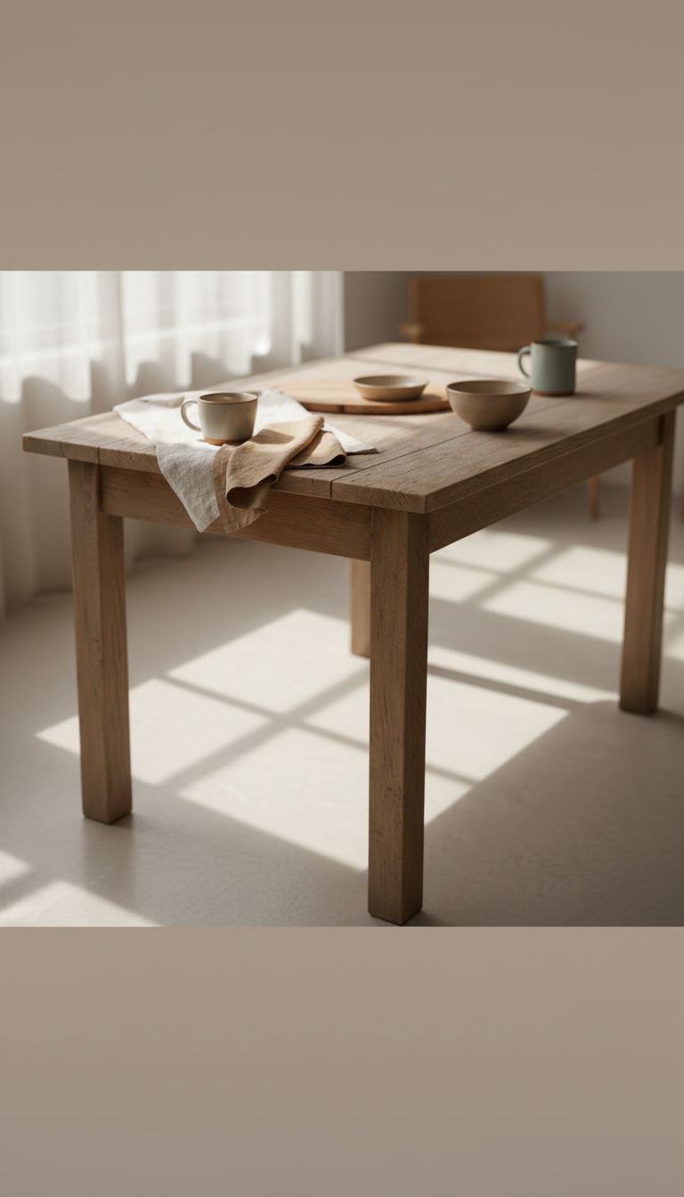 Alternate angle view of Weathered Oak Dining Table