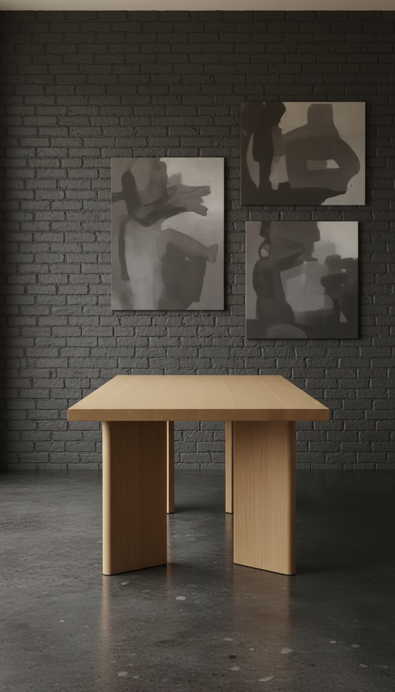 Architectural Oak Dining Table in a new setting