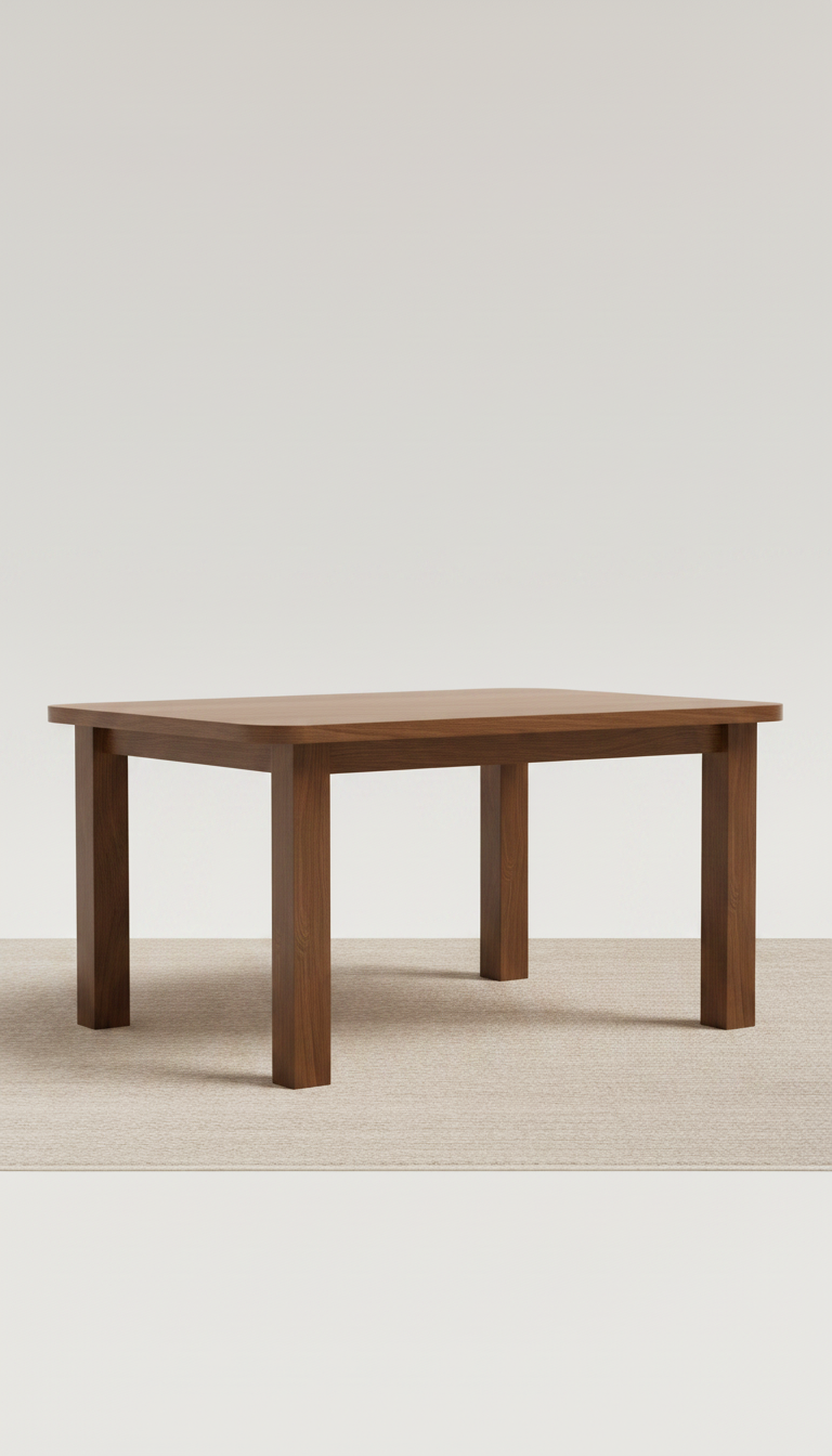 Alternate angle view of Solid walnut dining table with sculpted edge