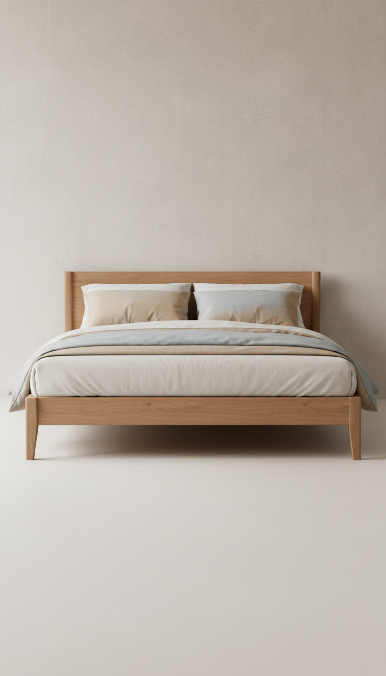 Maison Althea king size premium wooden bed, Single-bed hero at 3/4 angle from foot or side — never overhead or full...